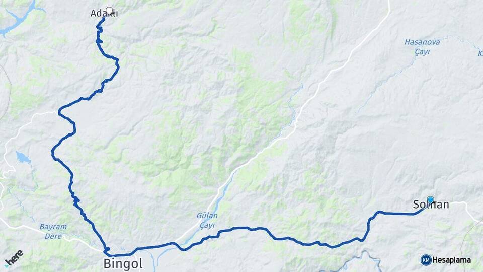 Bingöl Solhan Adaklı Arası Kaç Km - Yol Haritası