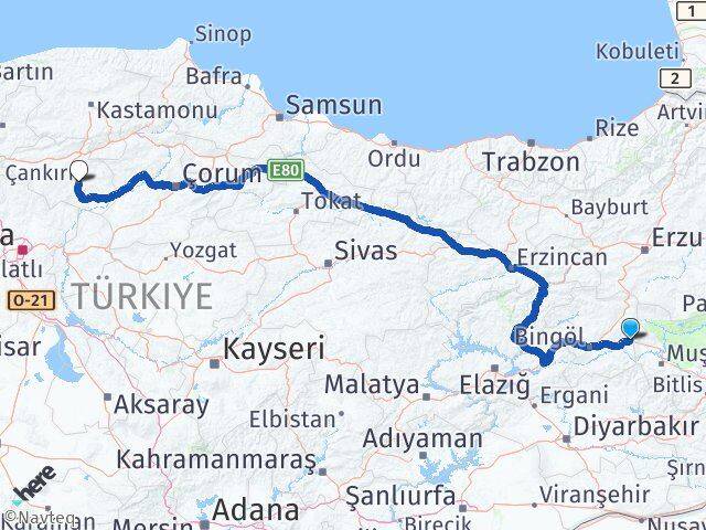Bingöl Solhan Çankırı Arası Kaç Km - Yol Haritası