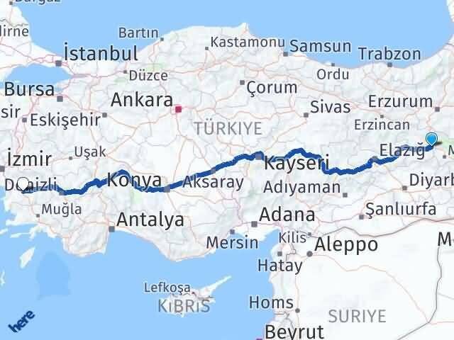 Bingöl Solhan Efeler Aydın Arası Kaç Km - Yol Haritası