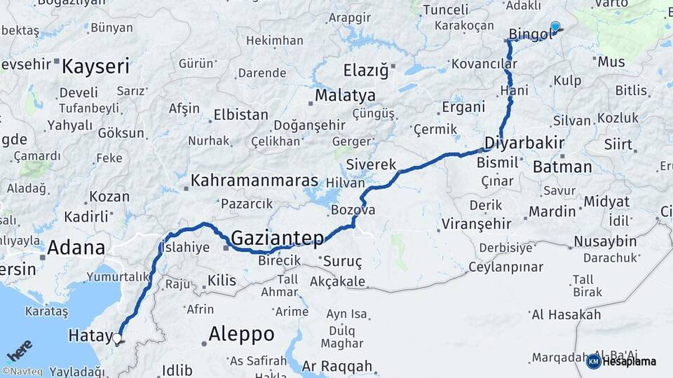Bingöl Solhan Hatay Arası Kaç Km - Yol Haritası