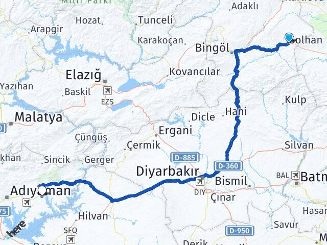 Bingöl Solhan Kahta Adıyaman Arası Kaç Km - Yol Haritası