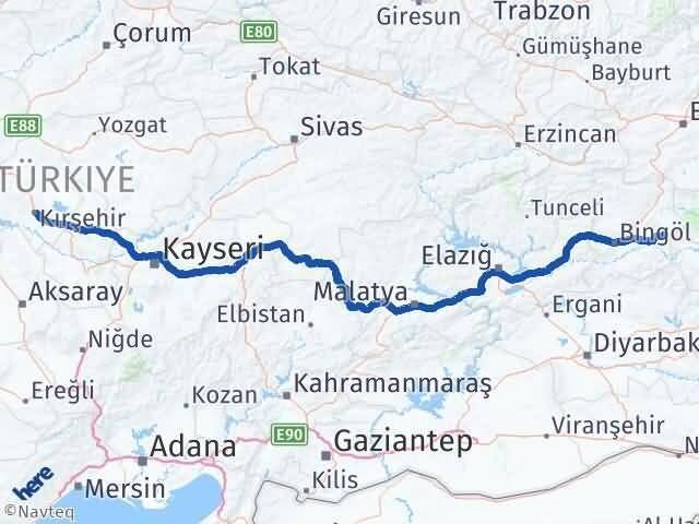 Bingöl Solhan Kırşehir Arası Kaç Km - Yol Haritası