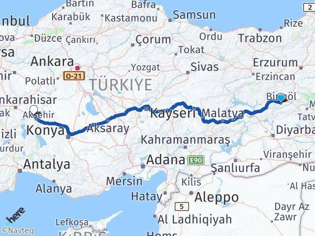 Bingöl Sultandağı Afyonkarahisar Arası Kaç Km - Yol Haritası