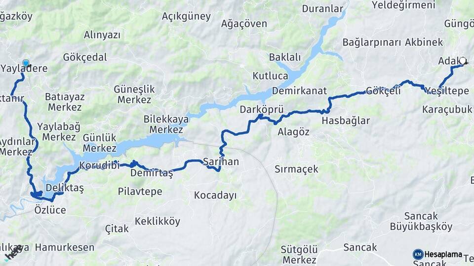 Bingöl Yayladere Adaklı Arası Kaç Km - Yol Haritası