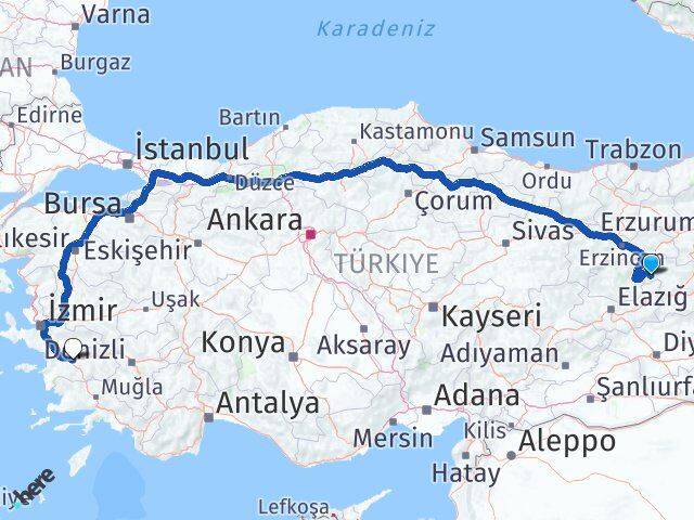 Bingöl Yayladere Aydın Arası Kaç Km - Yol Haritası