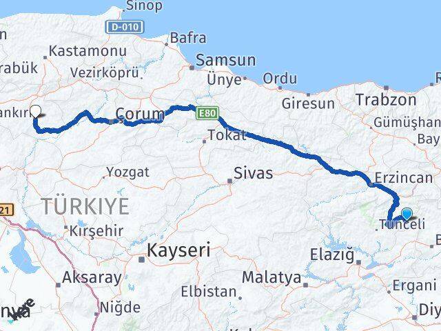 Bingöl Yayladere Çankırı Arası Kaç Km - Yol Haritası