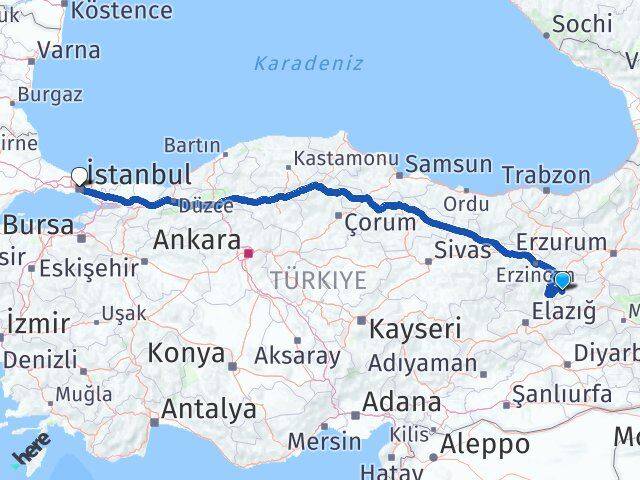 Bingöl Yayladere İstanbul Arası Kaç Km - Yol Haritası