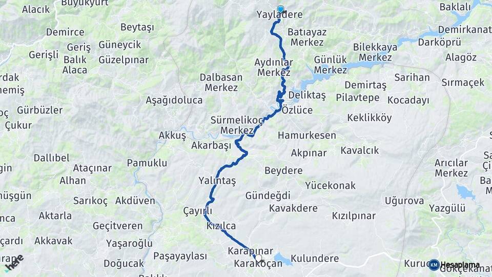 Bingöl Yayladere Karakoçan Elazığ Arası Kaç Km - Yol Haritası