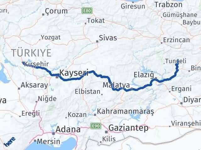 Bingöl Yayladere Kırşehir Arası Kaç Km - Yol Haritası