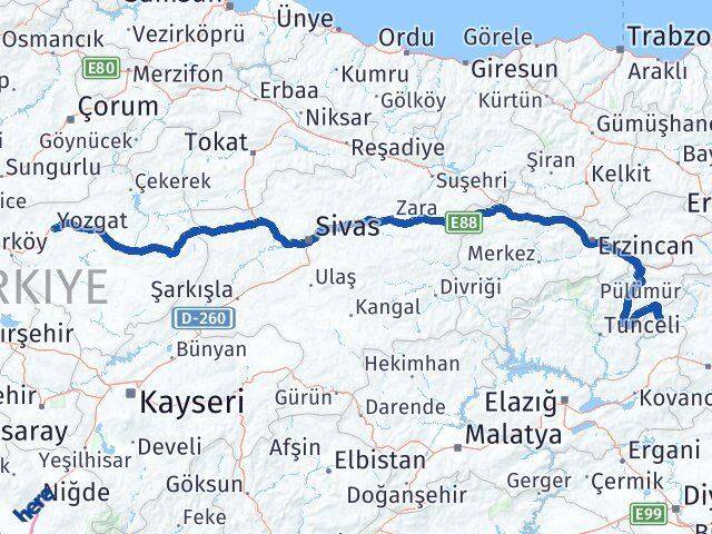 Bingöl Yayladere Yozgat Arası Kaç Km - Yol Haritası