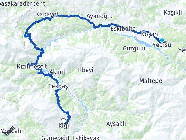 Bingöl Yedisu Kiğı Arası Kaç Km - Yol Haritası