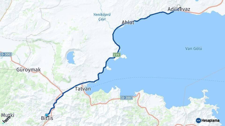 Bitlis Adilcevaz Arası Kaç Km - Yol Haritası