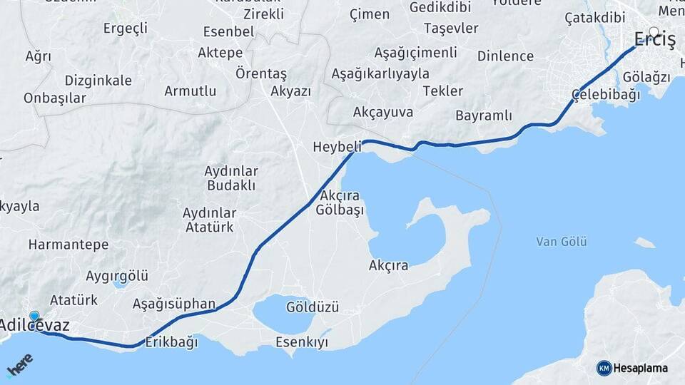 Bitlis Adilcevaz Erciş Van Arası Kaç Km - Yol Haritası