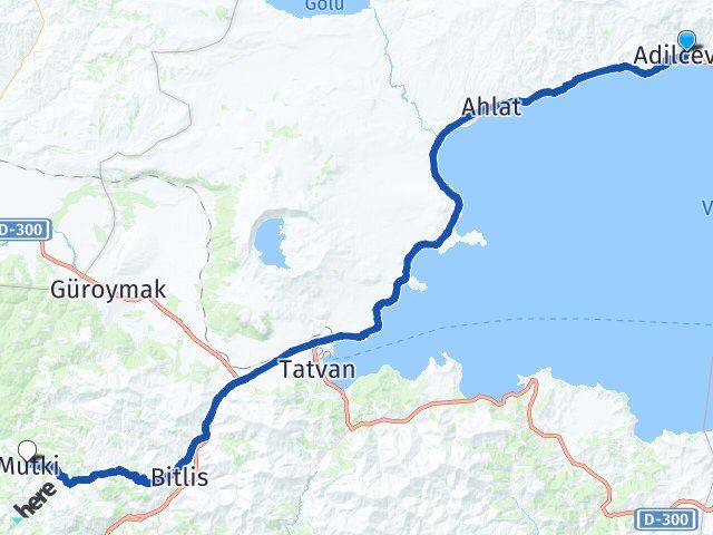 Bitlis Adilcevaz Mutki Arası Kaç Km - Yol Haritası