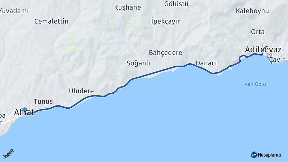 Bitlis Ahlat Adilcevaz Arası Kaç Km - Yol Haritası