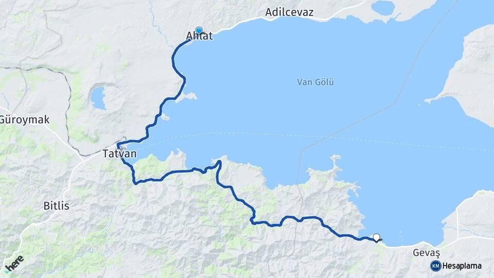 Bitlis Ahlat Akdamar Gevaş Van Arası Kaç Km - Yol Haritası