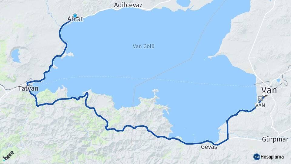 Bitlis Ahlat Edremit Van Arası Kaç Km - Yol Haritası