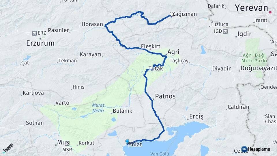 Bitlis Ahlat Kağızman Kars Arası Kaç Km - Yol Haritası
