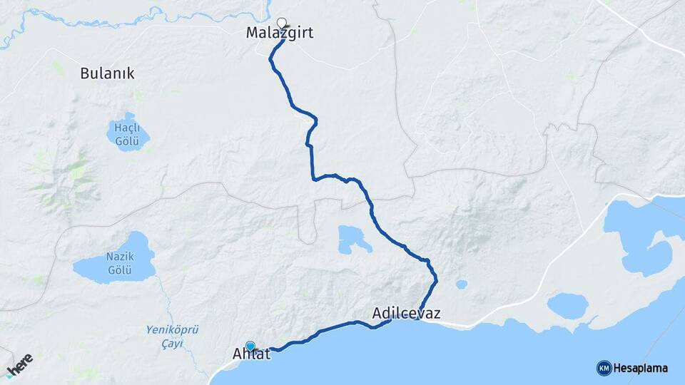 Bitlis Ahlat Malazgirt Muş Arası Kaç Km - Yol Haritası