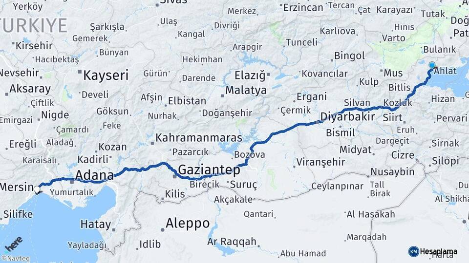 Bitlis Ahlat Mersin Arası Kaç Km - Yol Haritası