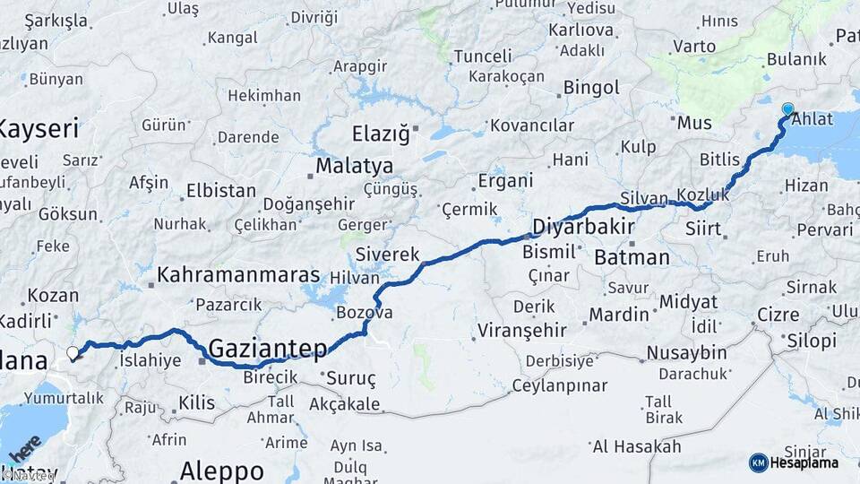 Bitlis Ahlat Osmaniye Arası Kaç Km - Yol Haritası