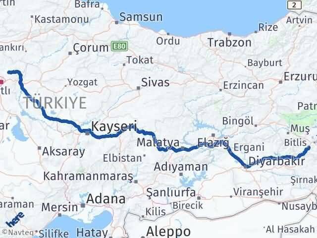 Bitlis Akyurt Ankara Arası Kaç Km - Yol Haritası