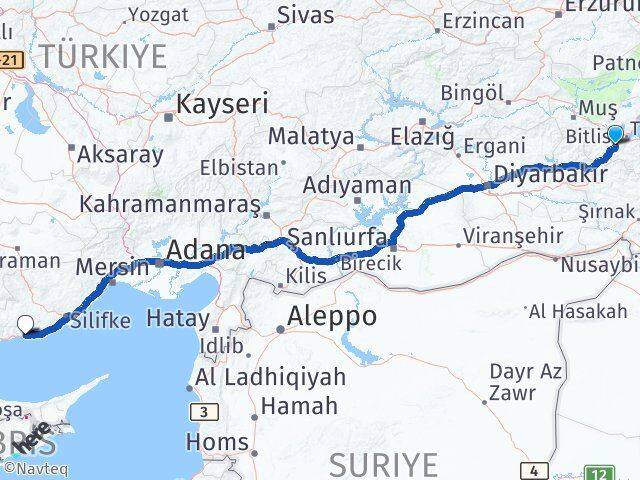 Bitlis Aydıncık Mersin Arası Kaç Saat? Yol Haritası, Yakıt, Rota ve Mesafe Hesaplama Bitlis Aydıncık Mersin Arası Kaç Km? Kaç Saat? Yol Haritası