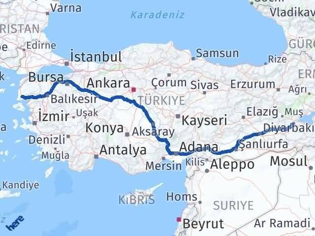 Bitlis Ayvacık Çanakkale Arası Kaç Km - Yol Haritası