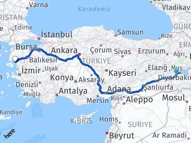 Bitlis Ayvalık Balıkesir Arası Kaç Km - Yol Haritası