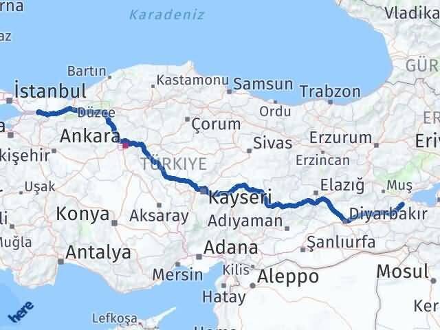 Bitlis Başiskele Kocaeli Arası Kaç Km - Yol Haritası