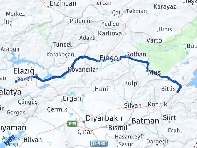 Bitlis Baskil Elazığ Arası Kaç Km - Yol Haritası