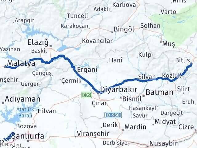 Bitlis Battalgazi Malatya Arası Kaç Km - Yol Haritası