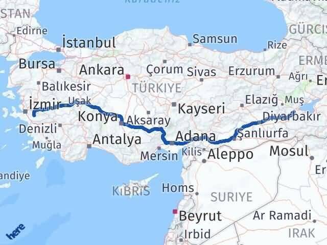 Bitlis Bayındır İzmir Arası Kaç Km - Yol Haritası