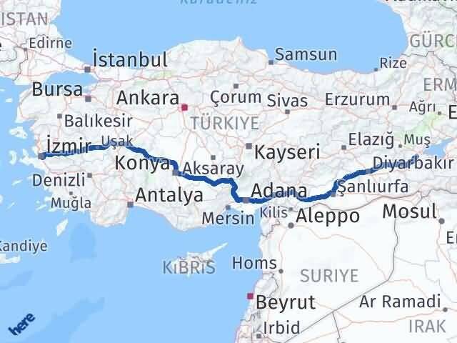 Bitlis Buca İzmir Arası Kaç Km - Yol Haritası