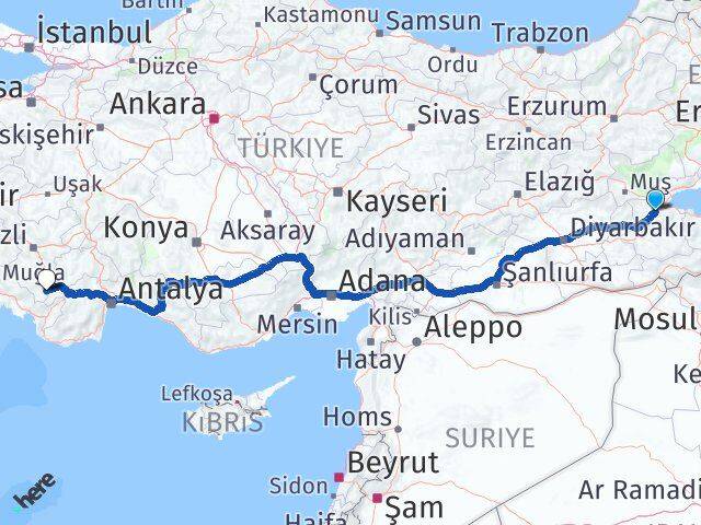 Bitlis Çameli Denizli Arası Kaç Km - Yol Haritası