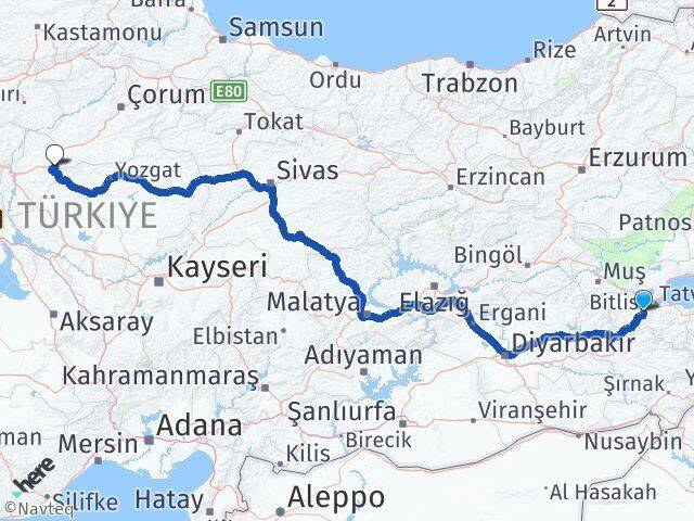 Bitlis Delice Kırıkkale Arası Kaç Km - Yol Haritası