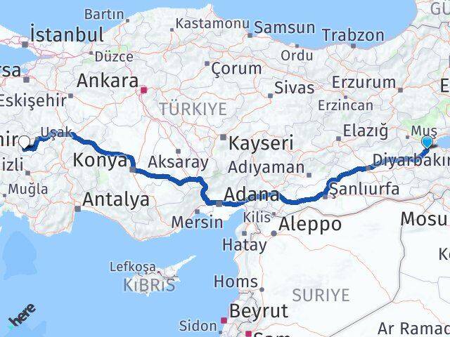 Bitlis Eşme Uşak Arası Kaç Km - Yol Haritası