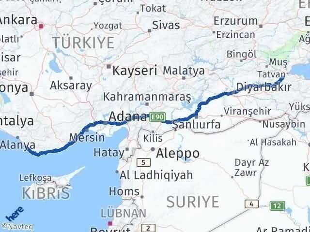 Bitlis Gazipaşa Antalya Arası Kaç Km - Yol Haritası