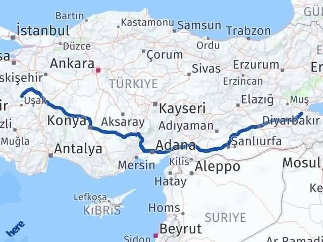 Bitlis Gediz Kütahya Arası Kaç Km - Yol Haritası