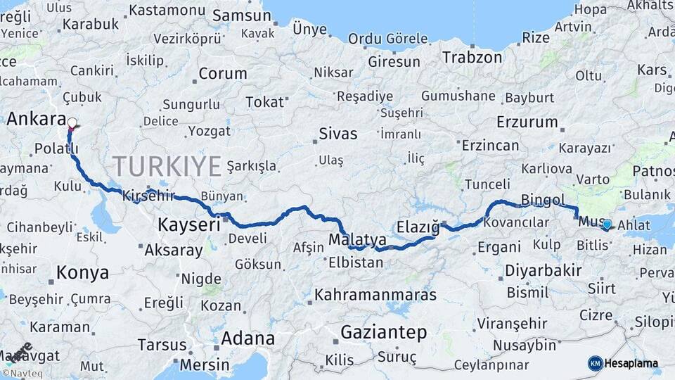 Bitlis Güroymak Ankara Arası Kaç Km - Yol Haritası