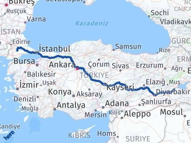 Bitlis Hayrabolu Tekirdağ Arası Kaç Km - Yol Haritası