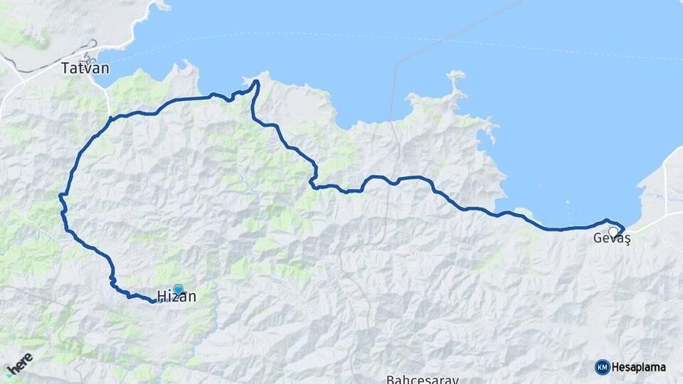 Bitlis Hizan Gevaş Van Arası Kaç Km - Yol Haritası