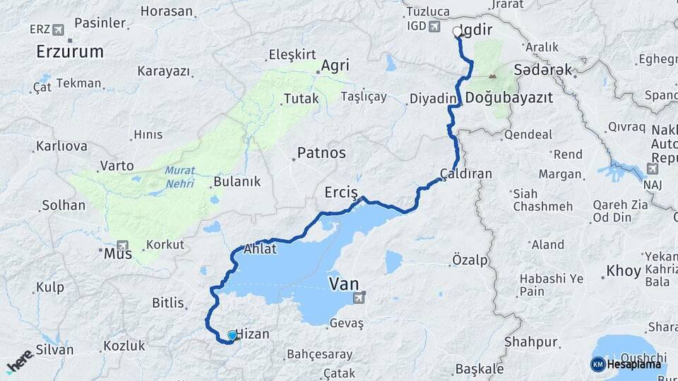 Bitlis Hizan Iğdır Arası Kaç Km - Yol Haritası