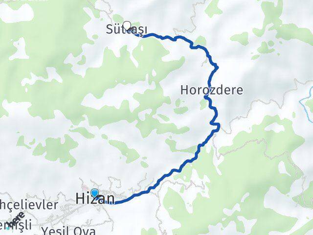 Bitlis Hizan Süttaşı Hizan Arası Kaç Km - Yol Haritası