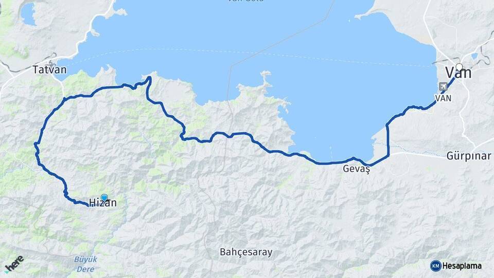 Bitlis Hizan Van Arası Kaç Km - Yol Haritası