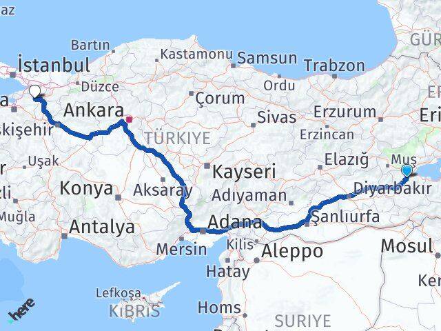 Bitlis İznik Bursa Arası Kaç Km - Yol Haritası