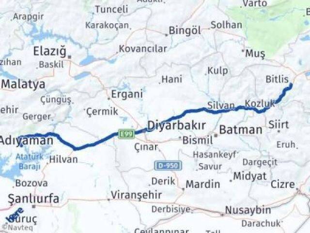 Bitlis Kahta Adıyaman Arası Kaç Km - Yol Haritası