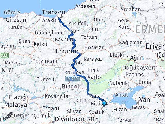 Bitlis Kalkandere Rize Arası Kaç Km - Yol Haritası