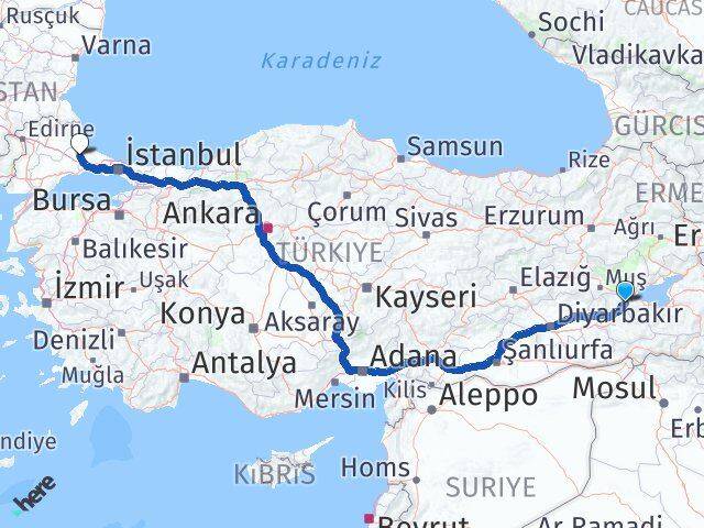 Bitlis Kapaklı Tekirdağ Arası Kaç Km - Yol Haritası