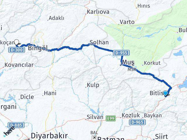 Bitlis Karakoçan Elazığ Arası Kaç Km - Yol Haritası